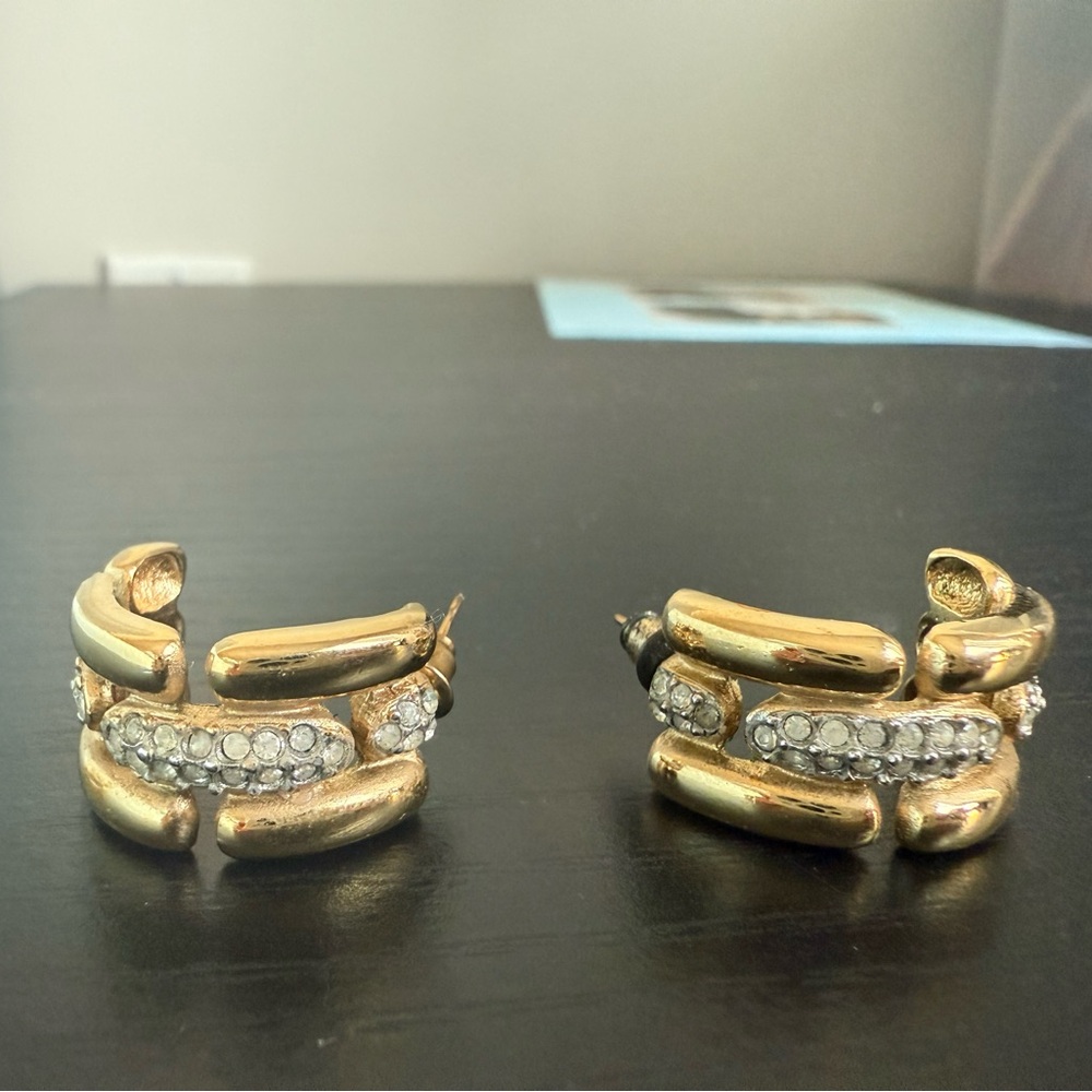 Gold and Silver Crystal Earrings